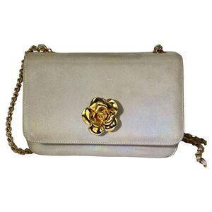 Chanel Vintage Flower Power Iridescent Camellia Suede Shoulder Bag